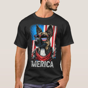 T-shirt De Juillet Patriotique Belge Malinois Chien Merica