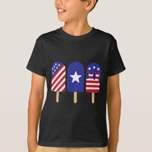 T-shirt De Juillet Popsicle Drapeau Américain Patriotique 