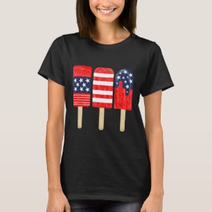 T-shirt De Juillet Popsicle Rouge Blanc Bleu Américain Dra