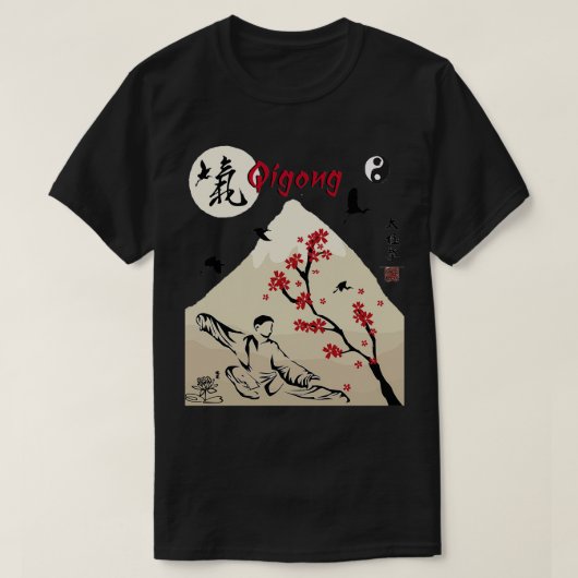 T-shirt de la calligraphie du jardin de Qigong t pour les  (Design devant)