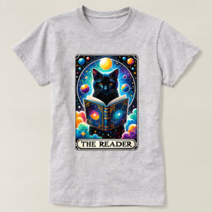 T-shirt de la carte de tarot de chat noir du lecte