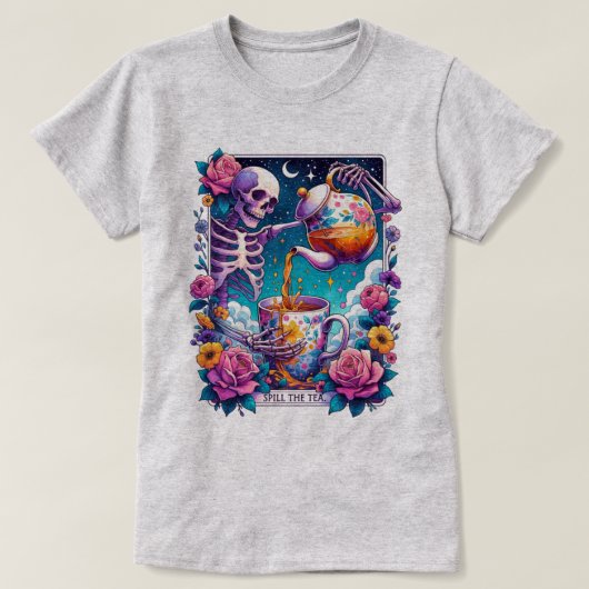 T-shirt de la carte Tarot Skeleton Tea (Design devant)