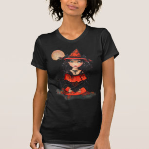 T-shirt de la chatte Halloween Witch Moon par Moll