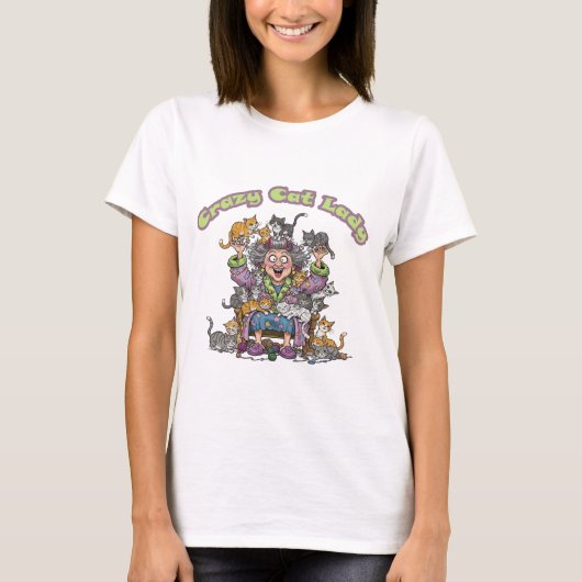 T-shirt de la dame du chat fou (Devant)