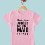 T-shirt de la fête de mariage des jeunes filles<br><div class="desc">Offrez à vos jeunes marionnettes des chemises Junior Groomsmaid assorties ! Ajoutez simplement leur nom et votre date de mariage et faites-les courtiser vos invités avec leur gentillesse.</div>