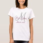 T-shirt de la fête de mariage monogramme<br><div class="desc">Enregistrez le T-shirt Mariage Monogram Date. Faites ces élégants t-shirts de mariage et donnez-les comme cadeaux à votre mariage en ajoutant votre initiale,  nom et date. Vous pouvez choisir les couleurs et bien sûr customiser avec vos informations personnelles. Conception par Elke Clarke©2008</div>