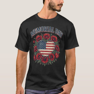 T-shirt de la fête du Souvenir à cœur patriotique