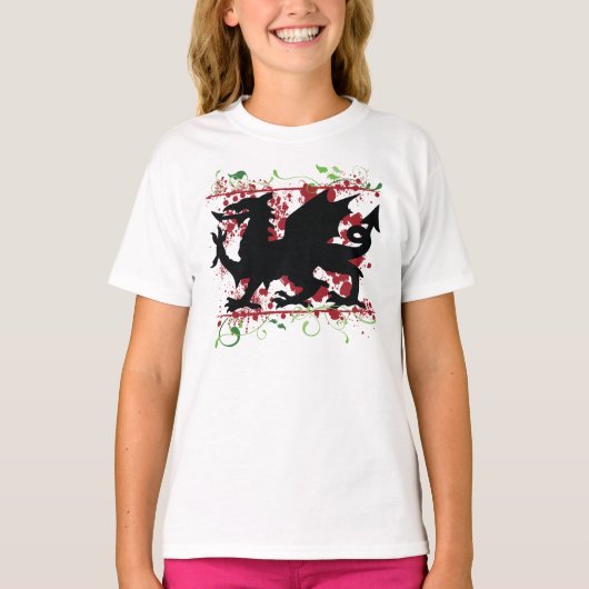 T-Shirt de la fille Welsh Dragon (Devant)
