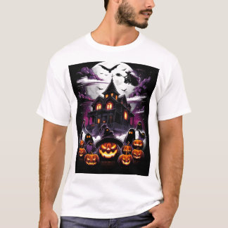 T-shirt de la maison d'Halloween - sorcière, fantô