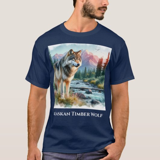 T-shirt de la nature du loup de bois de l'Alaska (Devant)