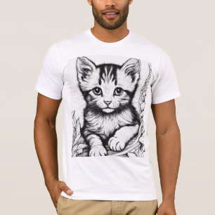 T-shirt de la page de coloriage Kitten - ligne noi