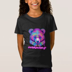 T-shirt de la petite fille rose néon de l'ours de