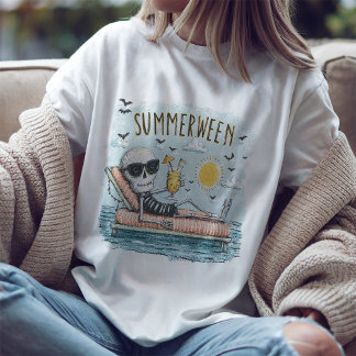 T-shirt de la plage squelette de Summerween