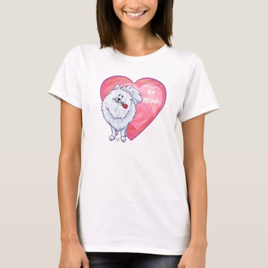T-shirt de la Saint Valentin Poméranie blanche (Devant)