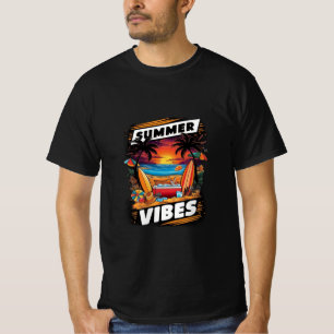 T-Shirt de la scène de la plage Vibes d'été - Trop
