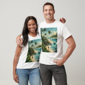 T-shirt de la scène de plage du Paradis tropical (Unisexe)