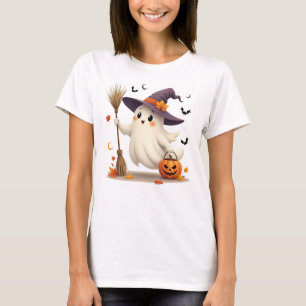 T-shirt de la sorcière fantôme d'Halloween mignonn