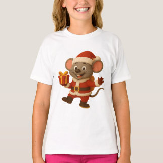 T-shirt de la souris Père Noël pour filles | Joli