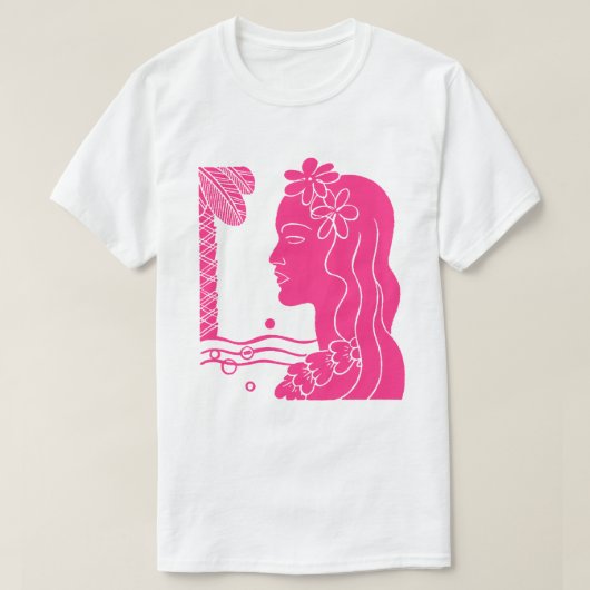 T-shirt de la tête de fille rose chaud Hula (Design devant)