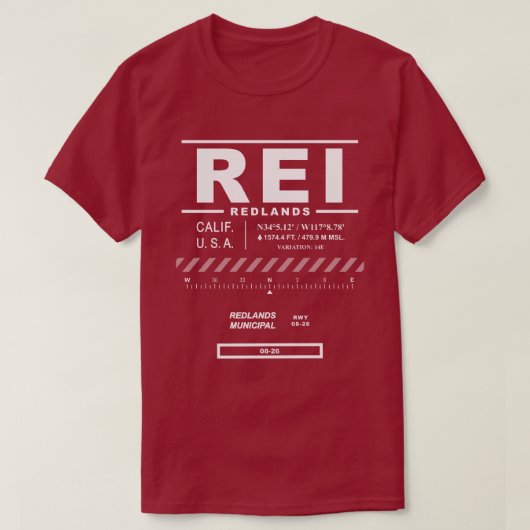 T-shirt de l'aéroport REI de Redlands (Design devant)