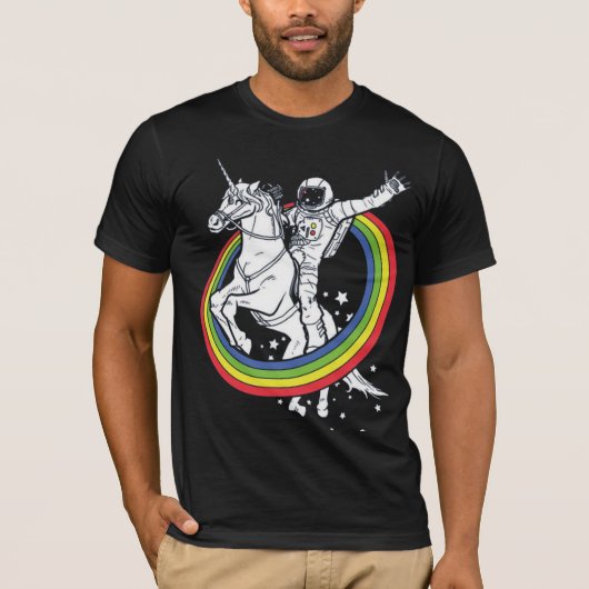T-shirt de l'astronaute à cheval de la licorne (Devant)