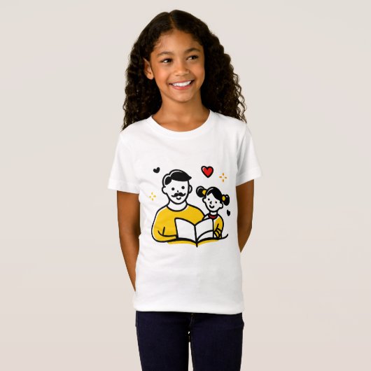 T-shirt de lecture père-fille | Fête des pères (Devant entier)