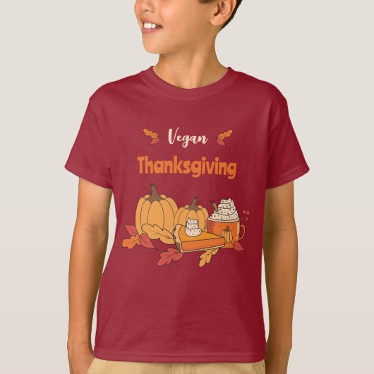 T-shirt de l'enfant Vegan Thanksgiving Maroon (Devant)