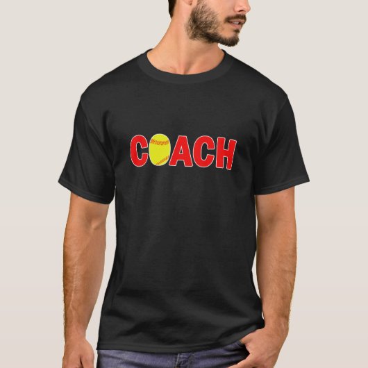 T-shirt de l'entraîneur de softball noir masculin (Devant)