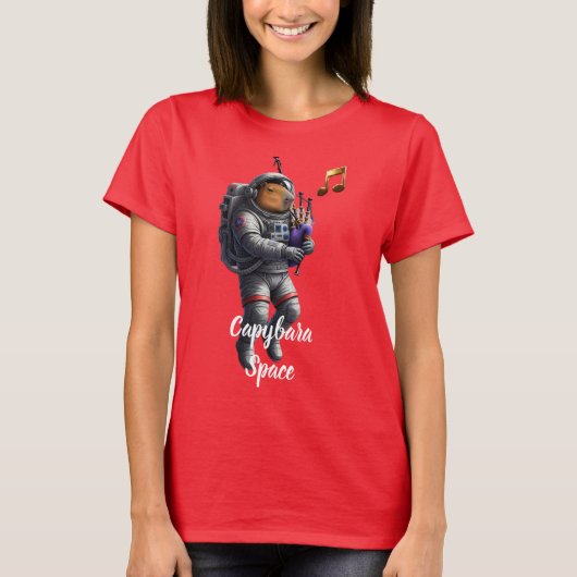 T-Shirt de l'Espace Joueur de Cornemuse Astronaute (Devant)