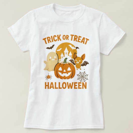T-shirt de l'Halloween | Drôle Fantôme, Citrouille (Design devant)