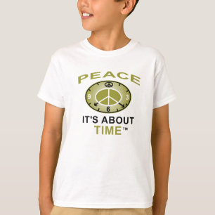 T-shirt de l'HORLOGE aa de SYMBOLE de PAIX (blanc)