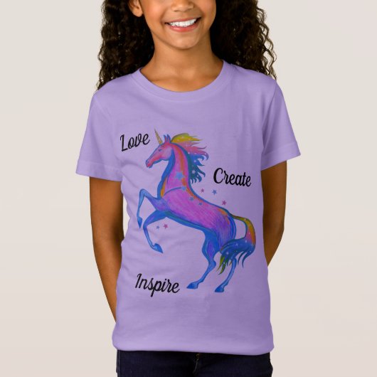 T-shirt de licorne de filles (Devant)