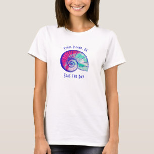 T-shirt de l'île Tybee Géorgie à coquillages color