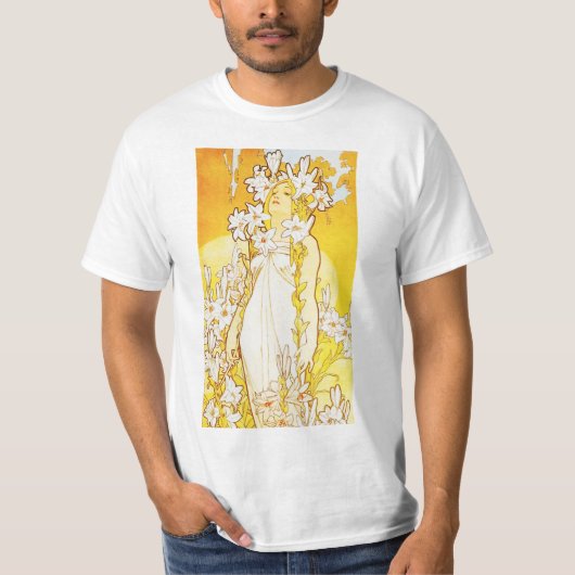 T-shirt de lis d'Alphonse Mucha (Devant)