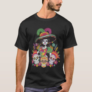 T-shirt De Los Muertos La Catrina Jour du Sk Sugar Morts