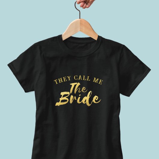 T-shirt de mariage à script doré faux pour la mari
