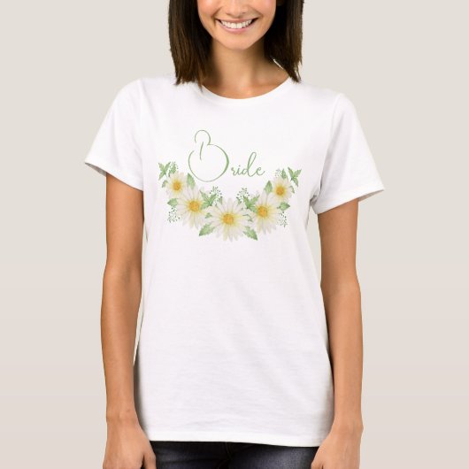 T-Shirt de mariage floral Bride Daisies (Devant)