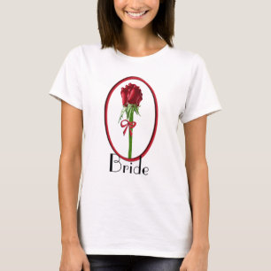 T-shirt de mariée aux roses rouges
