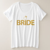 T-shirt de mariée Faux Gold Sequins Plus Taille (Design devant)