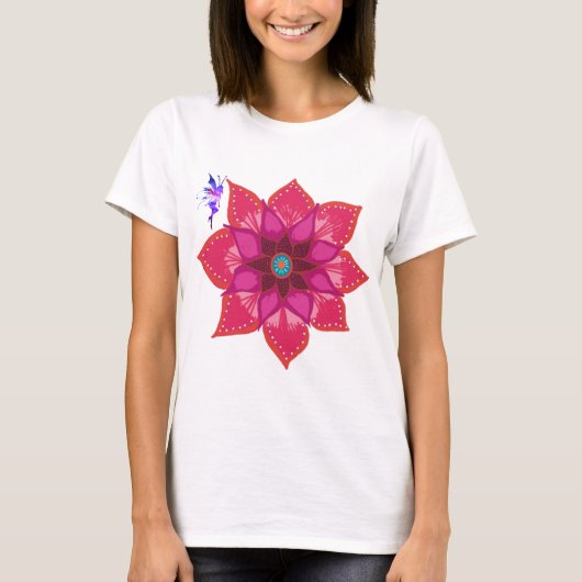 T-Shirt de maternité Fée Mandala Fleur, Blanc (Devant)