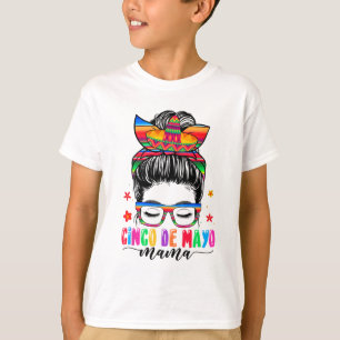 T-shirt De Mayo Mama Messy Bun Cheveux Mexicaine Maman Mèr