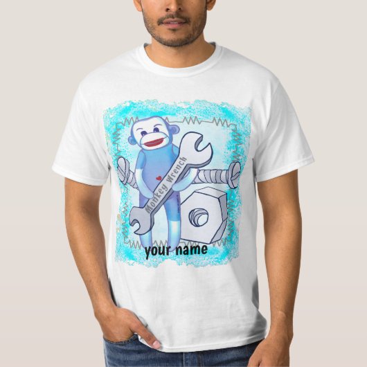 T-shirt de mécanicien Clé à Sock Monkey (Devant)