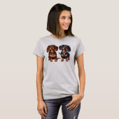 T-shirt De mignons amis dachshund (Devant entier)