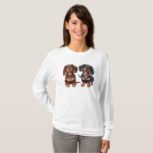 T-shirt De mignons amis dachshund (Devant entier)