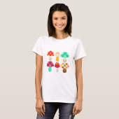 T-shirt De mignons champignons colorés (Devant entier)
