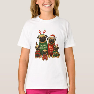 T-shirt 🎄 De mignons petits pug de Noël en Sweaters de fê