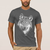 T-shirt de monochrome de loup (Devant)