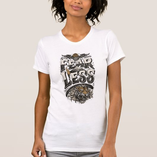 T-shirt de motivation 'Fearless Wild Tiger' pour f (Devant)