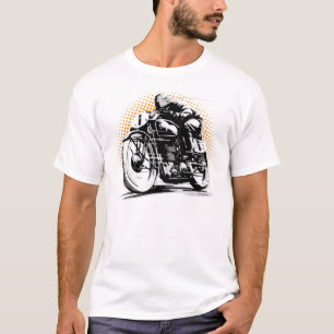 T-shirt de moto de cavalier de coureur de café