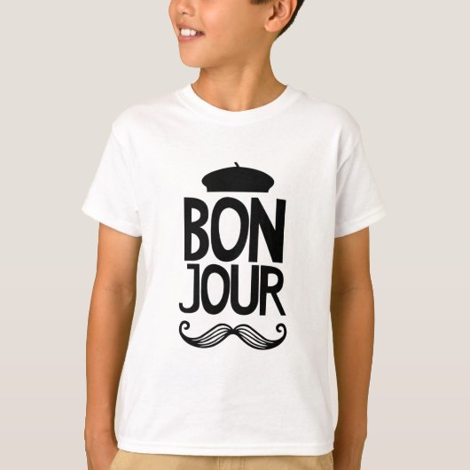 T-shirt de moustache de Bonjour de Français (Devant)